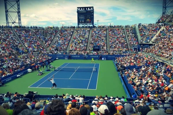 professional tennis match action